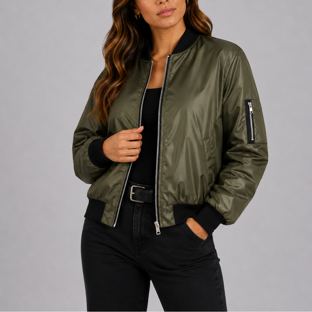 Women's Lightweight Bomber Jacket – Casual Wear, Daily Style