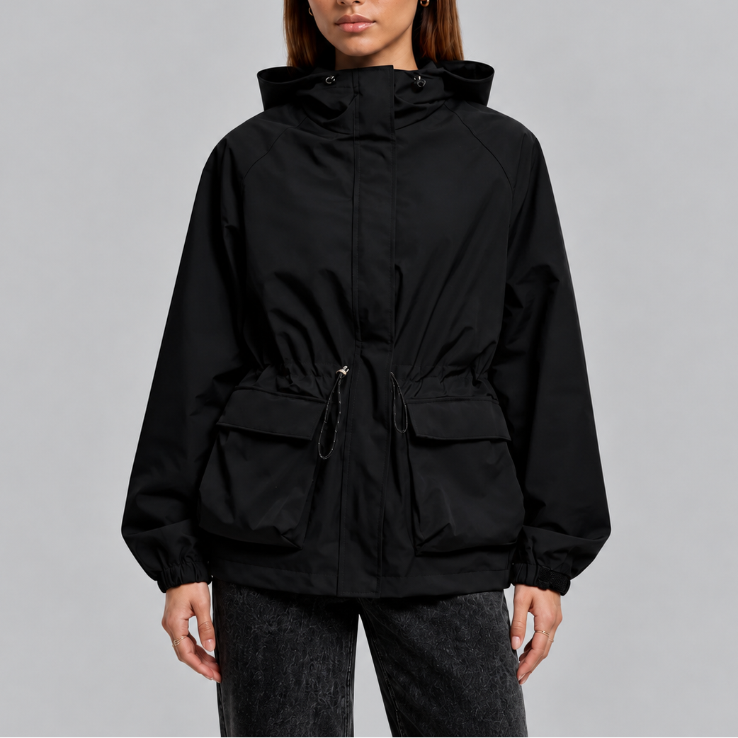 Women's Waterproof Hooded Jacket with Adjustable Drawstring – Outdoor, Travel