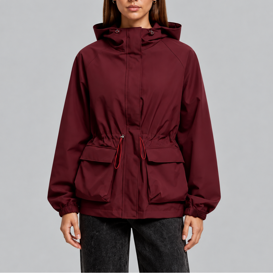 Women's Waterproof Hooded Jacket with Adjustable Drawstring – Outdoor, Travel