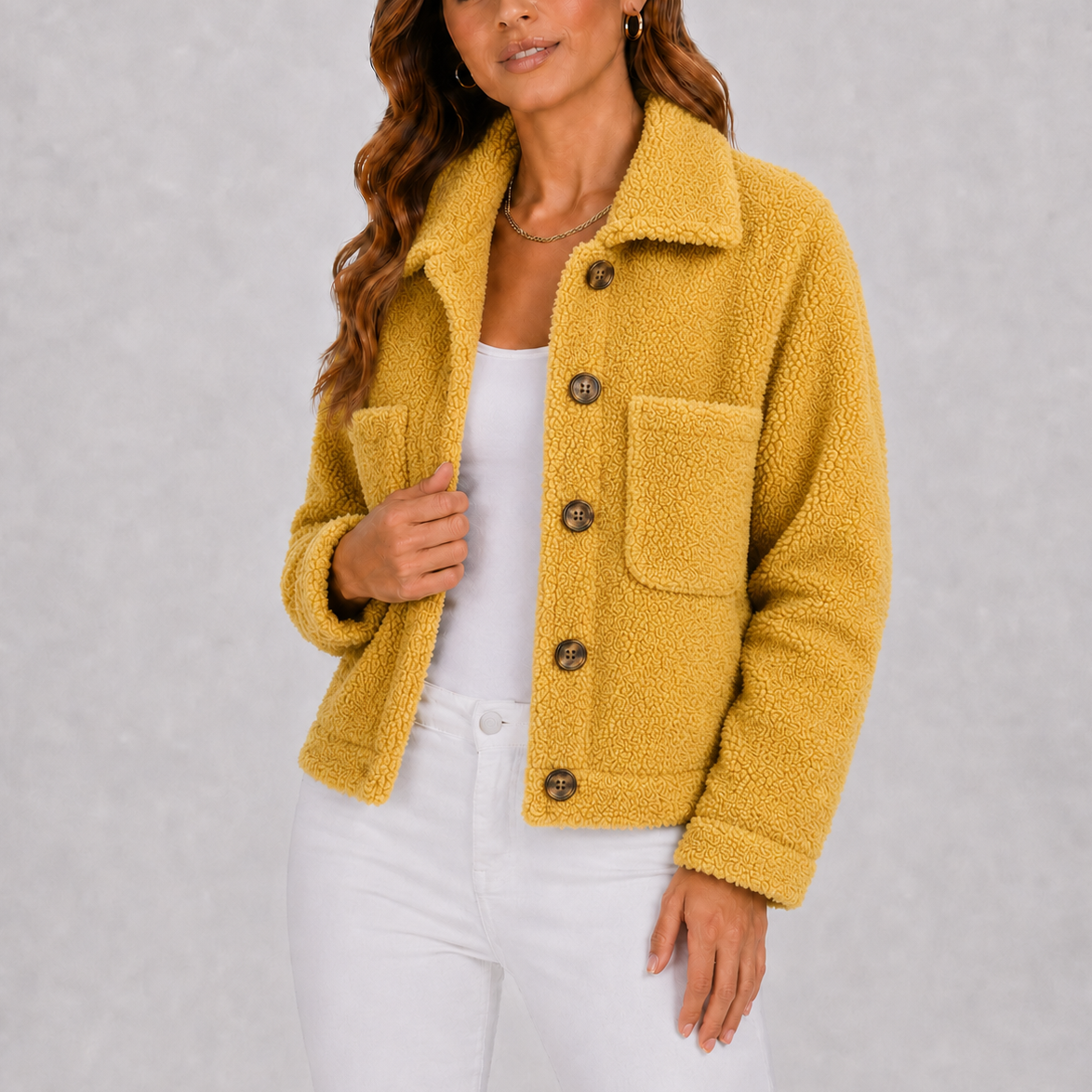 Women's Casual Knit Blazer Jacket with Pockets – Office, Everyday Wear