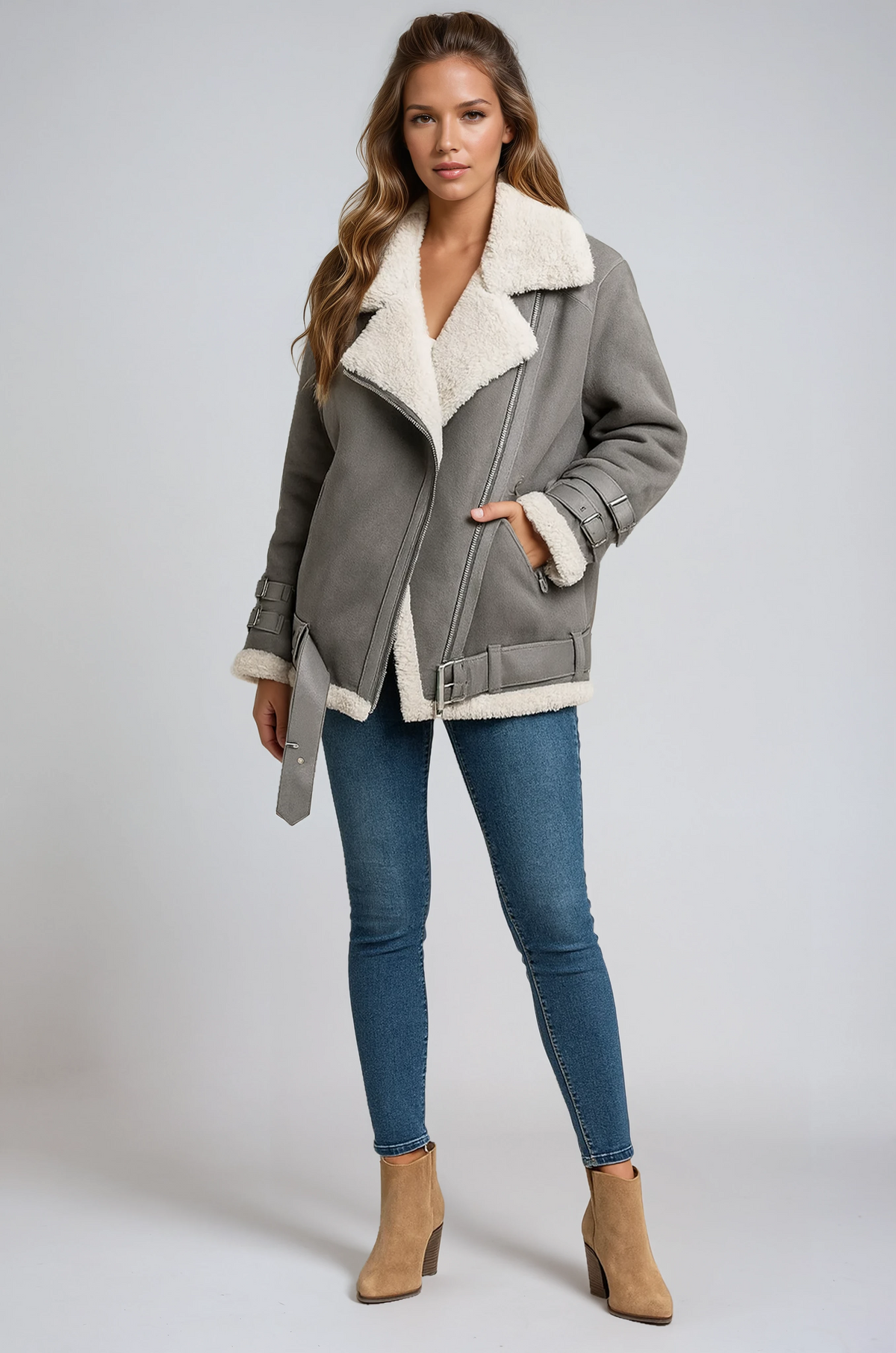 Classic Winter Pilot Jacket with Faux Shearling – Casual, Everyday Wear