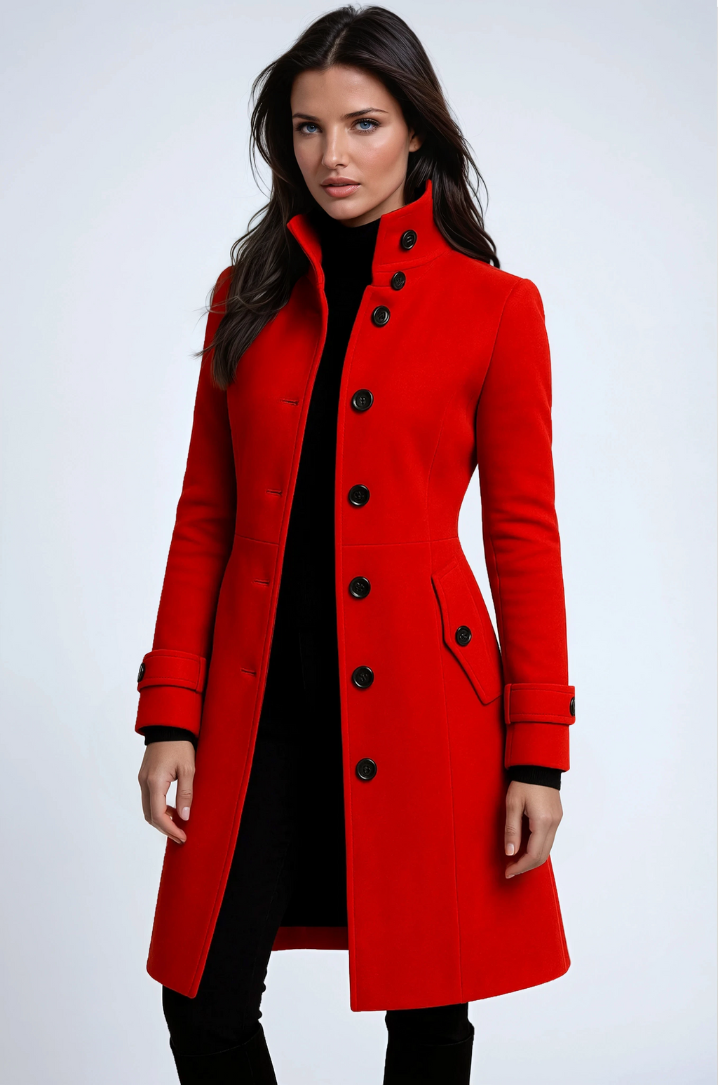 High-Collared Trench Coat – Stylish Outerwear for Office, Casual Wear