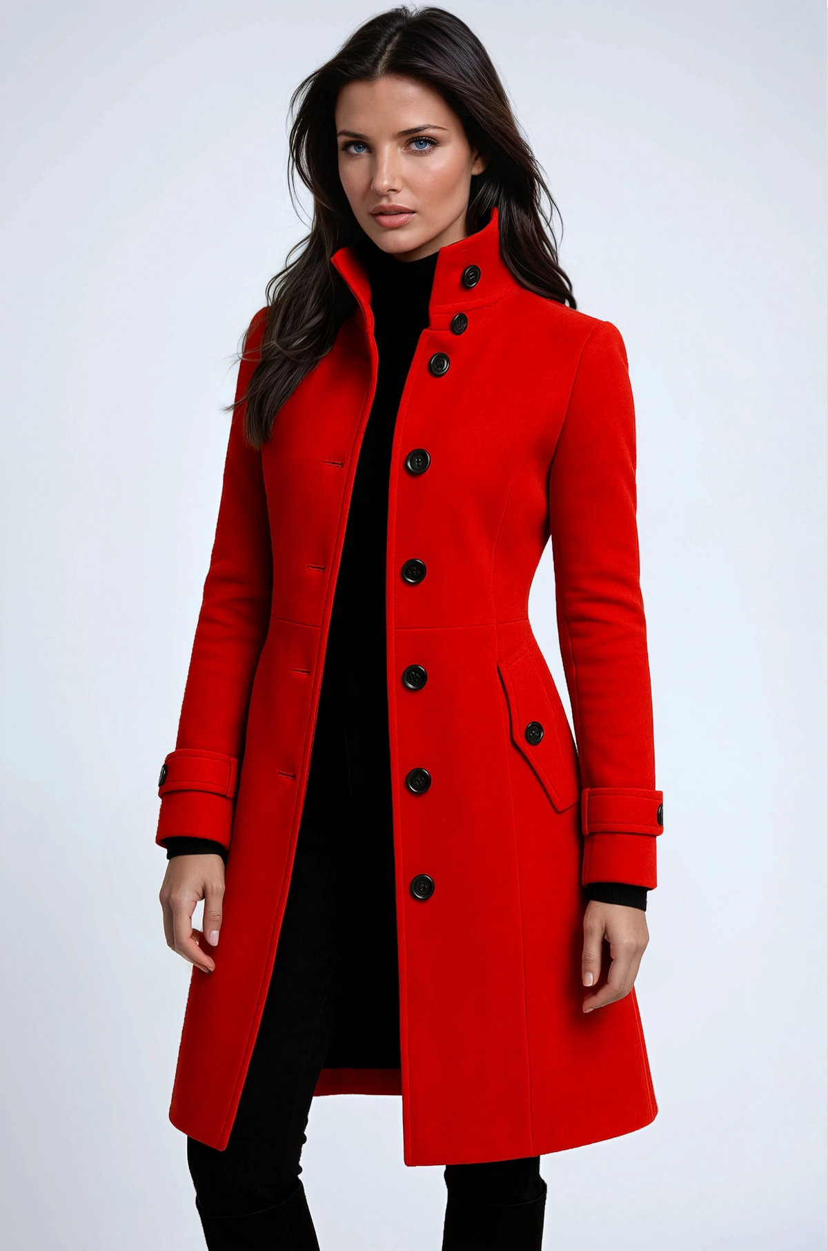 High-Collared Trench Coat – Stylish Outerwear for Office, Casual Wear