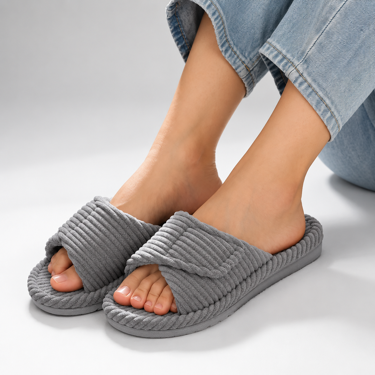 Women’s Corduroy Indoor Slippers – Orthopaedic Comfort, Home Relaxation