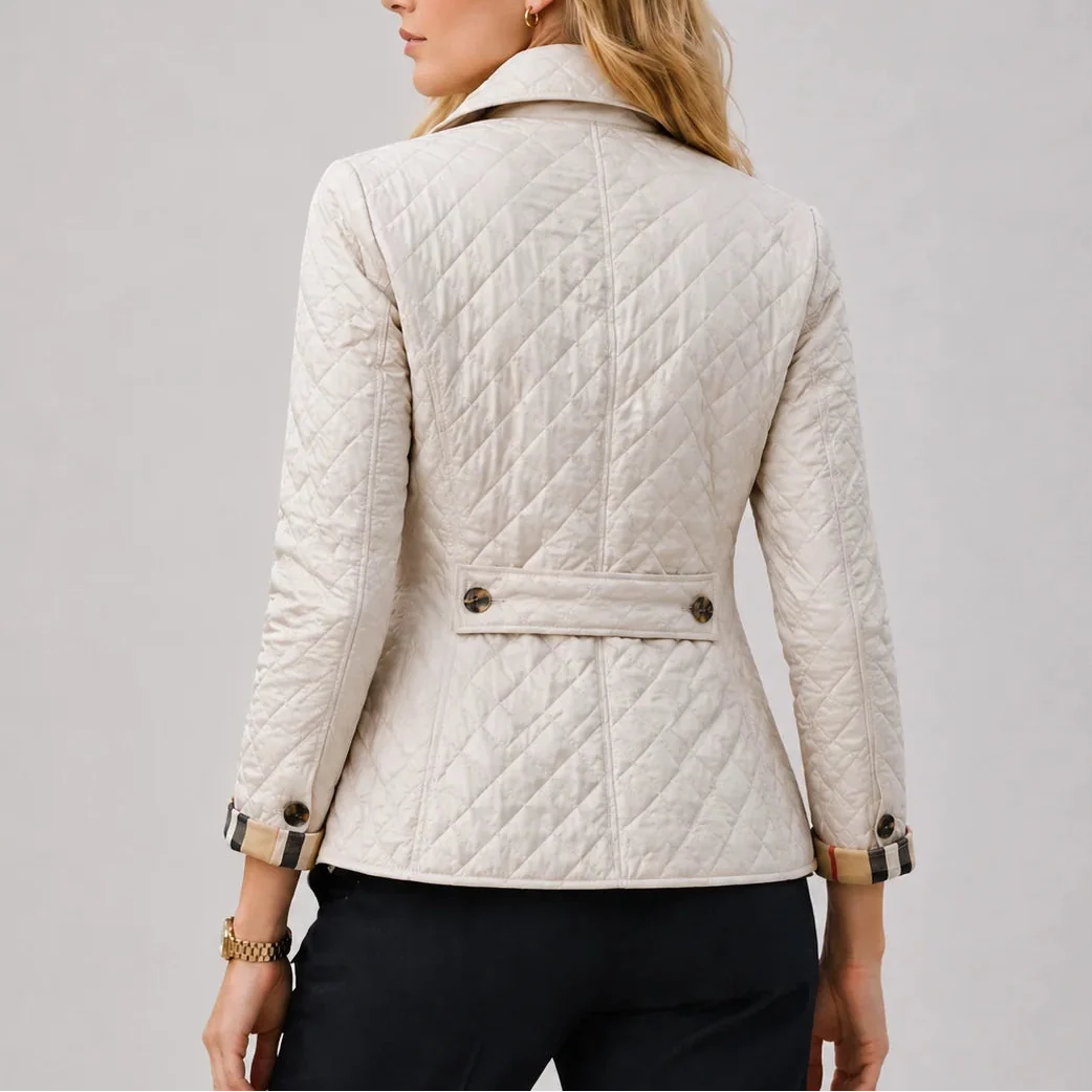 Women’s Quilted Jacket – Lightweight Button-Up Coat with Stand Collar – Casual, Everyday Wear