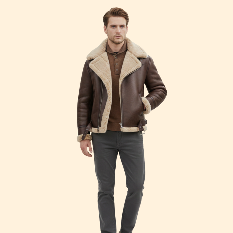 Classic Shearling Aviator Jacket – Winter Fashion, Casual Wear