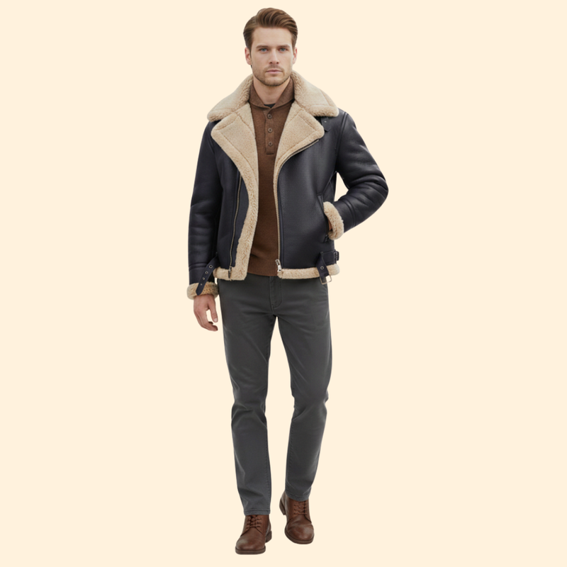 Classic Shearling Aviator Jacket – Winter Fashion, Casual Wear