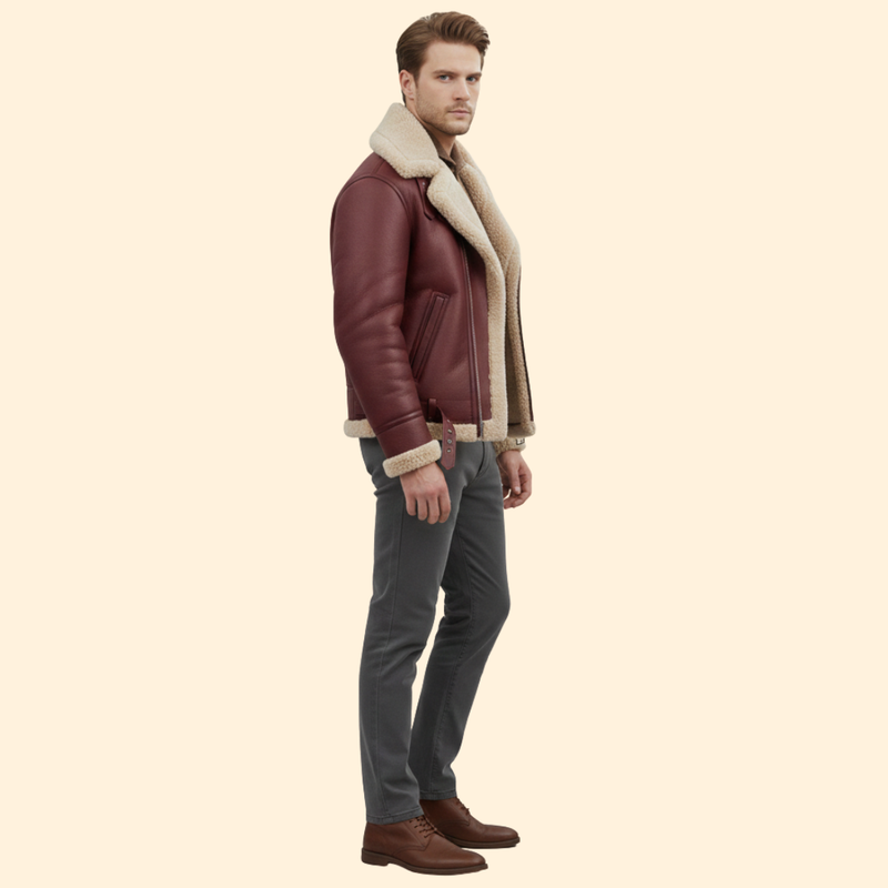 Classic Shearling Aviator Jacket – Winter Fashion, Casual Wear