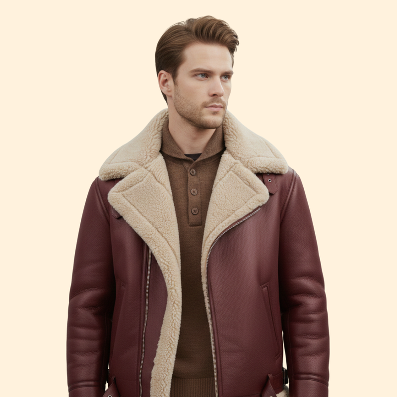 Classic Shearling Aviator Jacket – Winter Fashion, Casual Wear