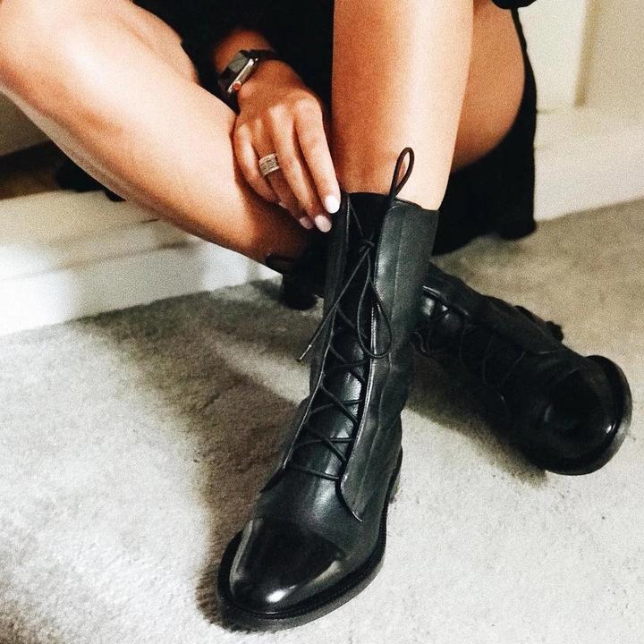 Elegant Lace-Up Ankle Boots in Black – Casual Wear, Everyday Use
