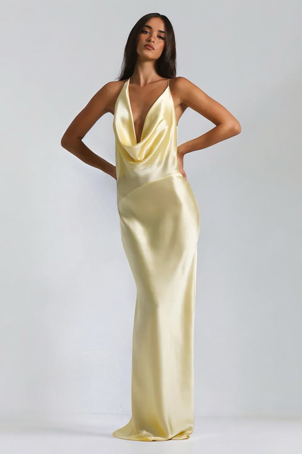 Satin Cowl Maxi Dress – Occasion Gown for Weddings & Events