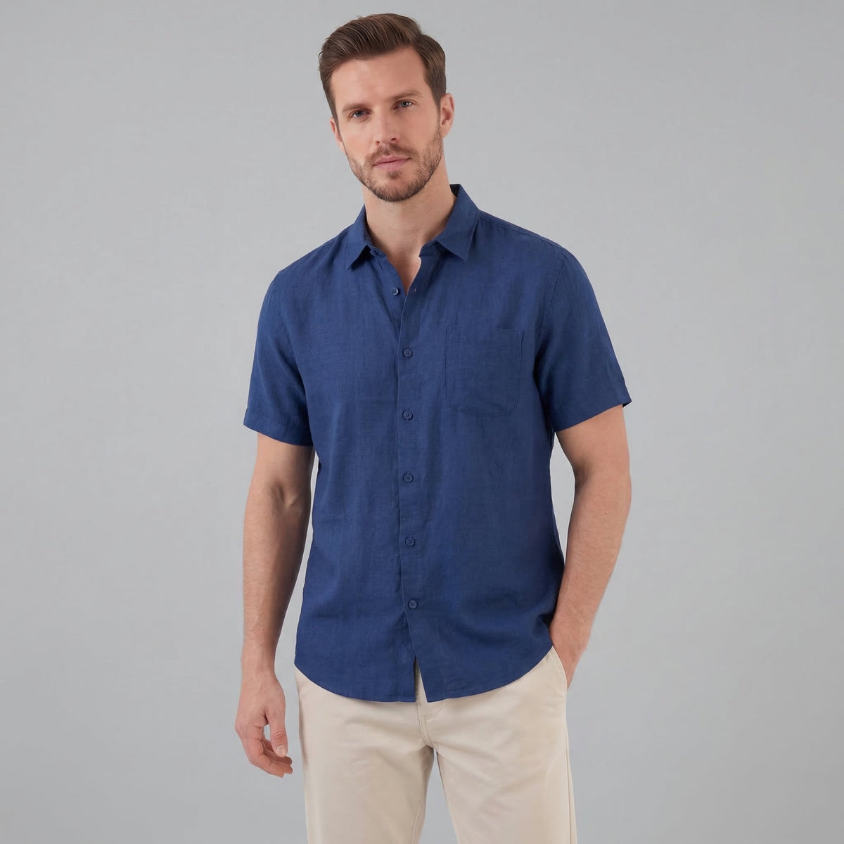 Linen Short Sleeve Shirt for Men - Casual Summer Wear in Lightweight Fabric