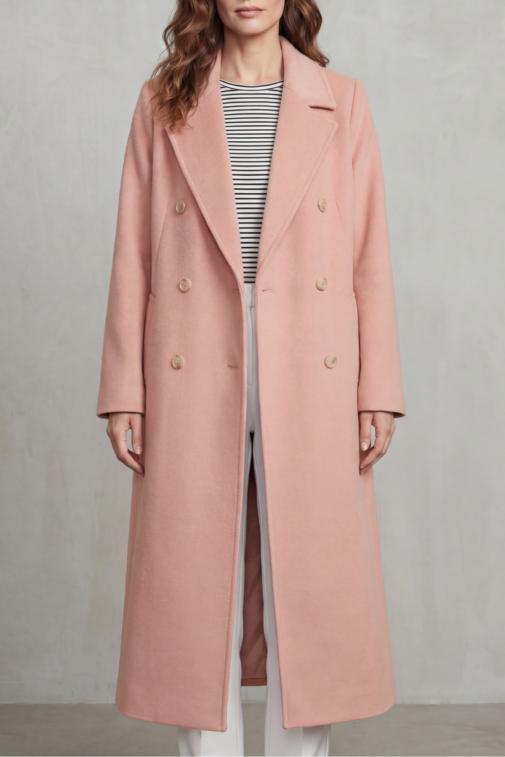 Women's Wool Blend Double-Breasted Coat – Smart Casual, Office Wear