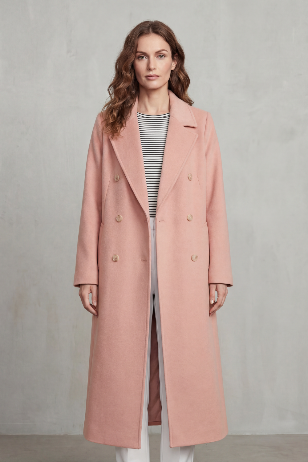 Women's Wool Blend Double-Breasted Coat – Smart Casual, Office Wear