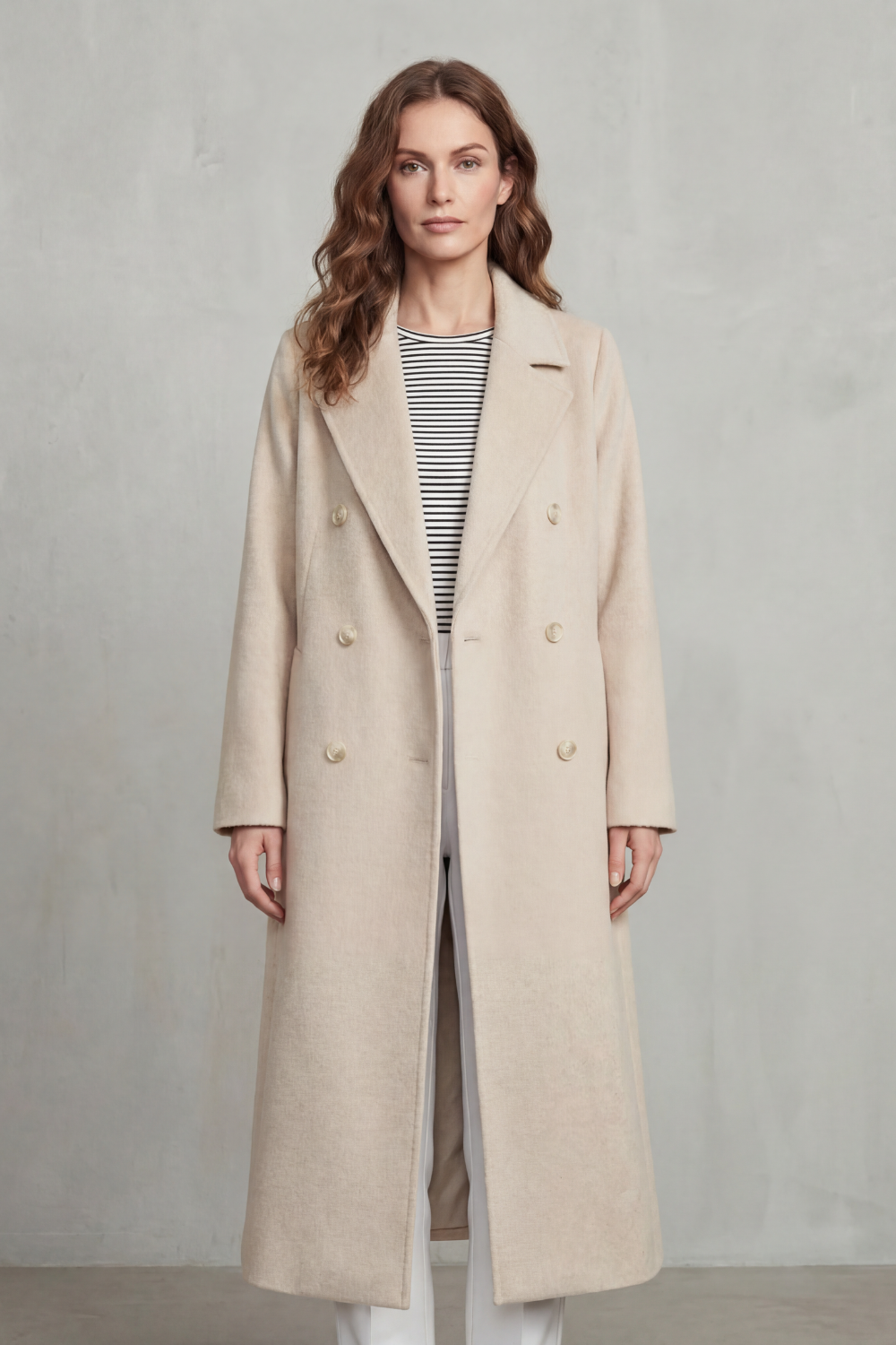 Women's Wool Blend Double-Breasted Coat – Smart Casual, Office Wear