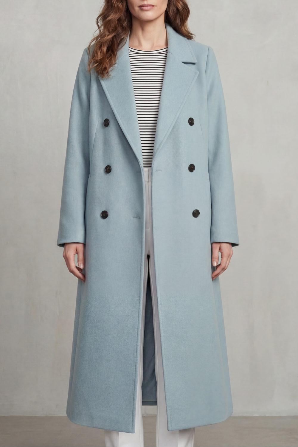 Women's Wool Blend Double-Breasted Coat – Smart Casual, Office Wear
