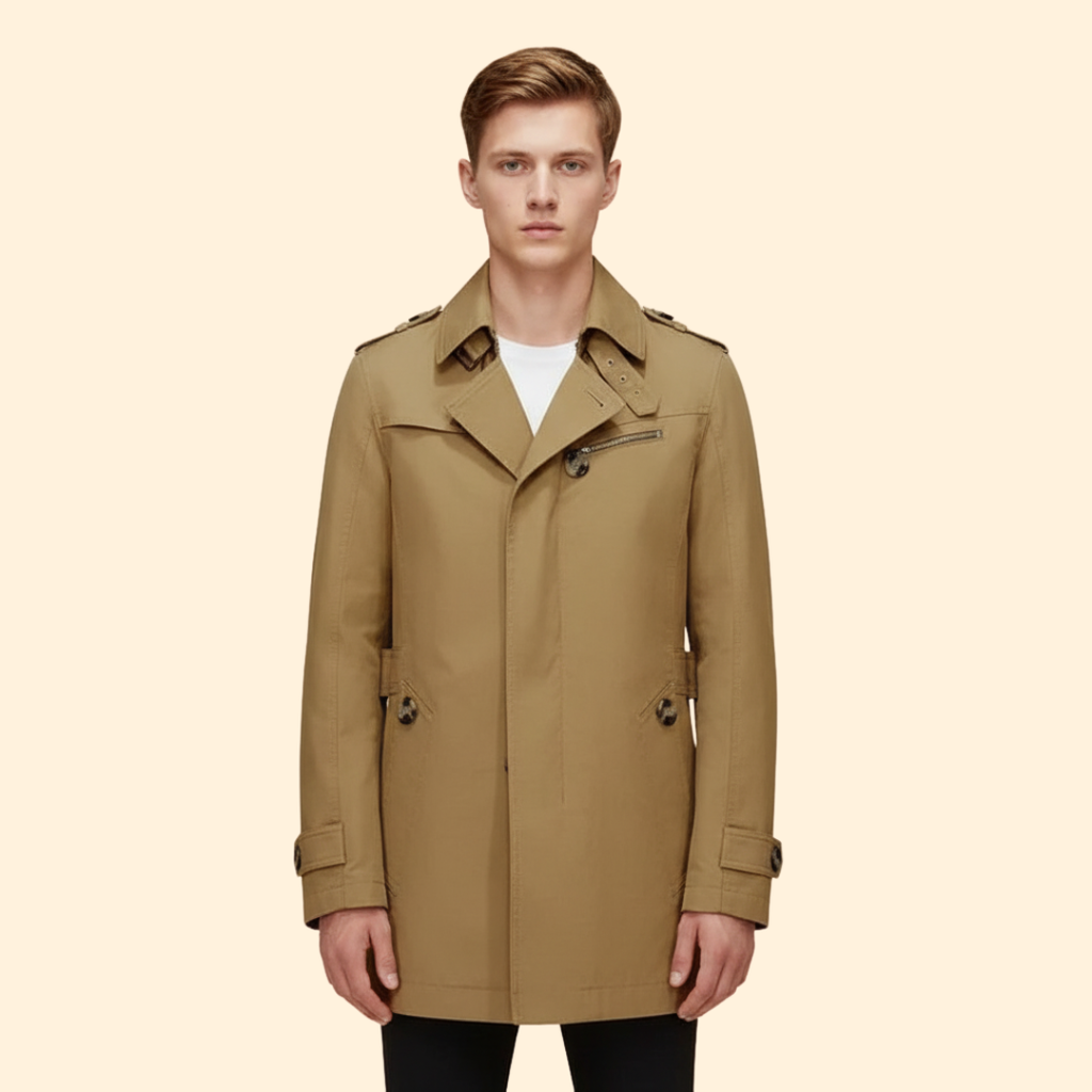 Men’s Windbreaker with Lapel Collar – Casual Wear, Outdoor Activities