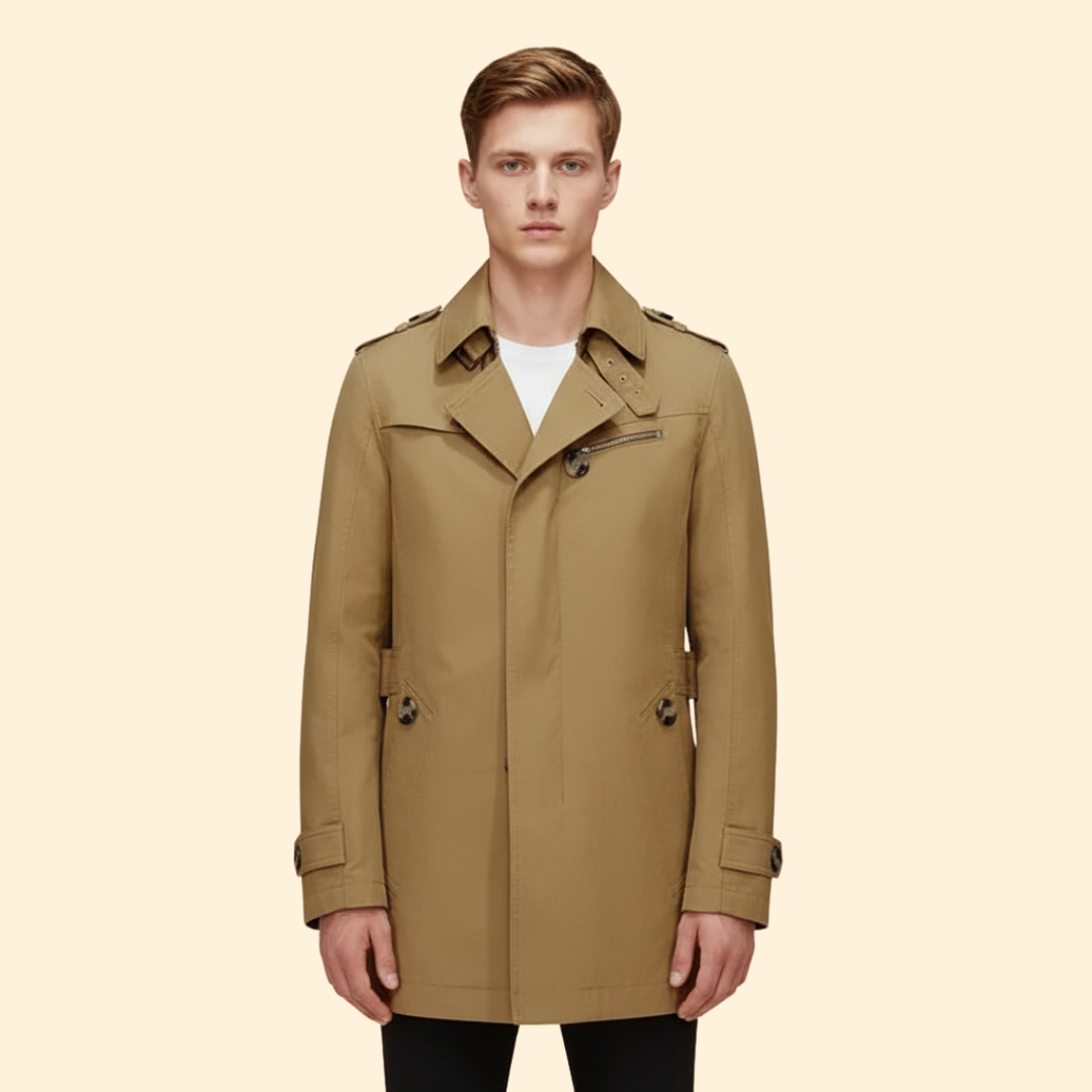 Men’s Windbreaker with Lapel Collar – Casual Wear, Outdoor Activities
