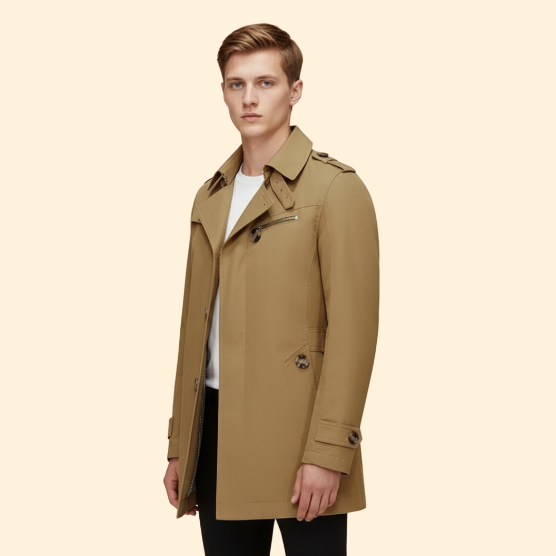 Men’s Windbreaker with Lapel Collar – Casual Wear, Outdoor Activities