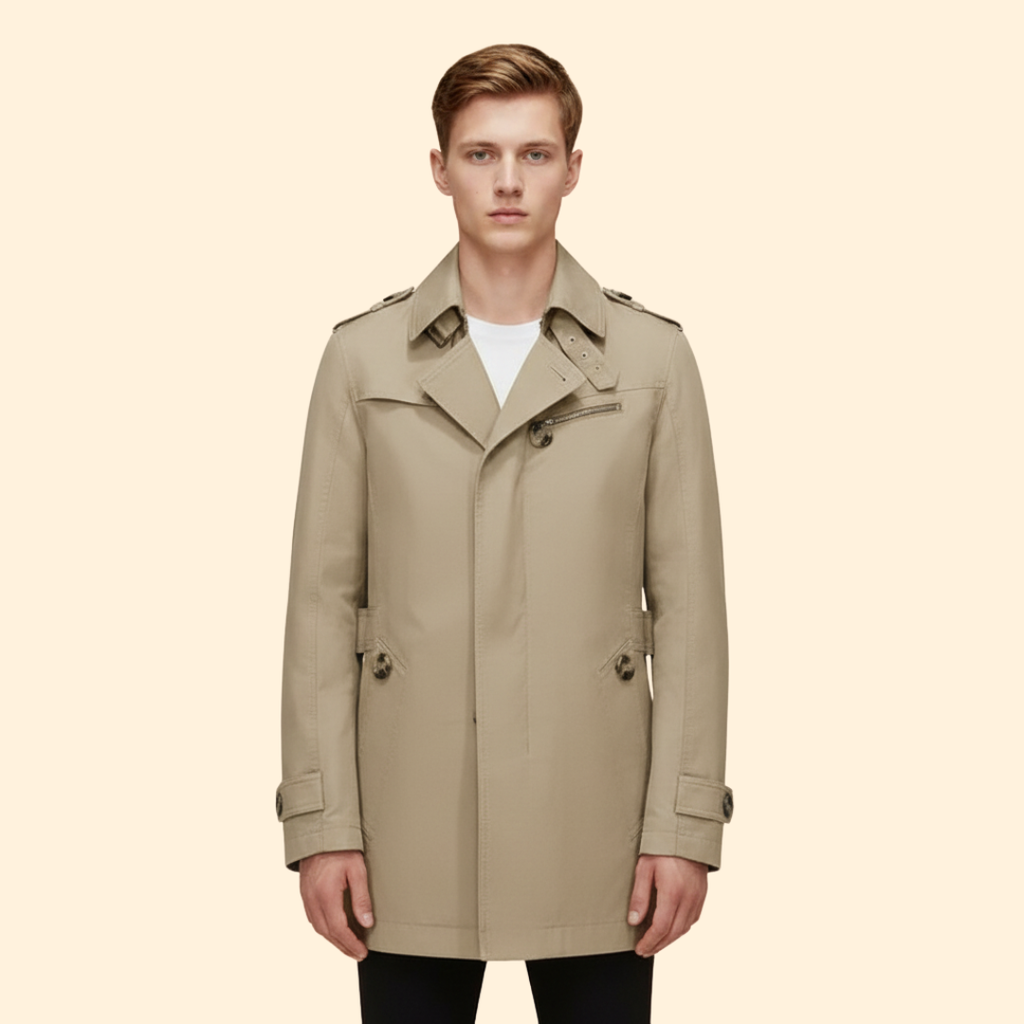 Men’s Windbreaker with Lapel Collar – Casual Wear, Outdoor Activities