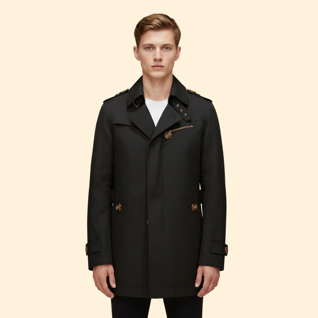 Men’s Windbreaker with Lapel Collar – Casual Wear, Outdoor Activities