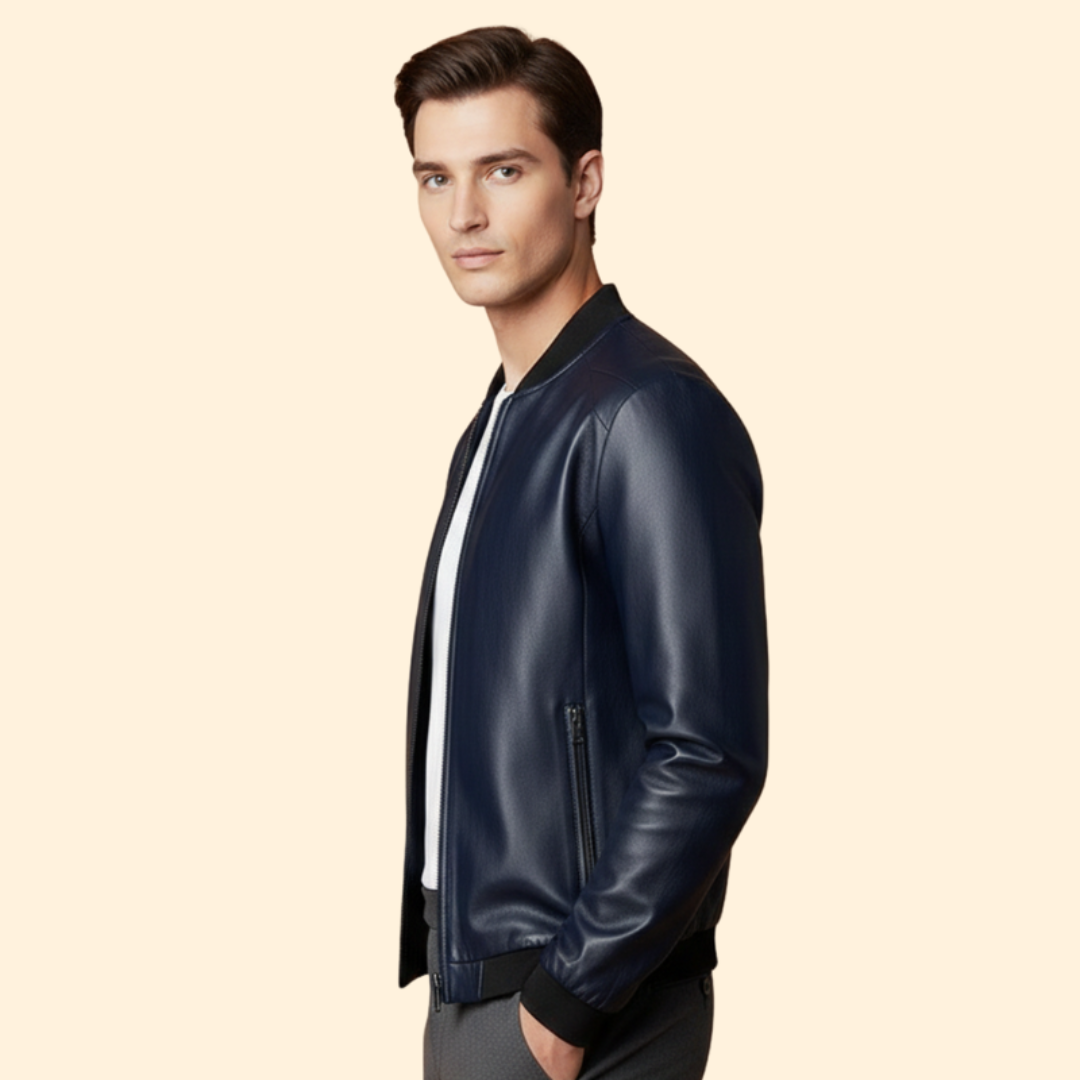 Men’s Leather Bomber Jacket – Casual Wear, Everyday Style