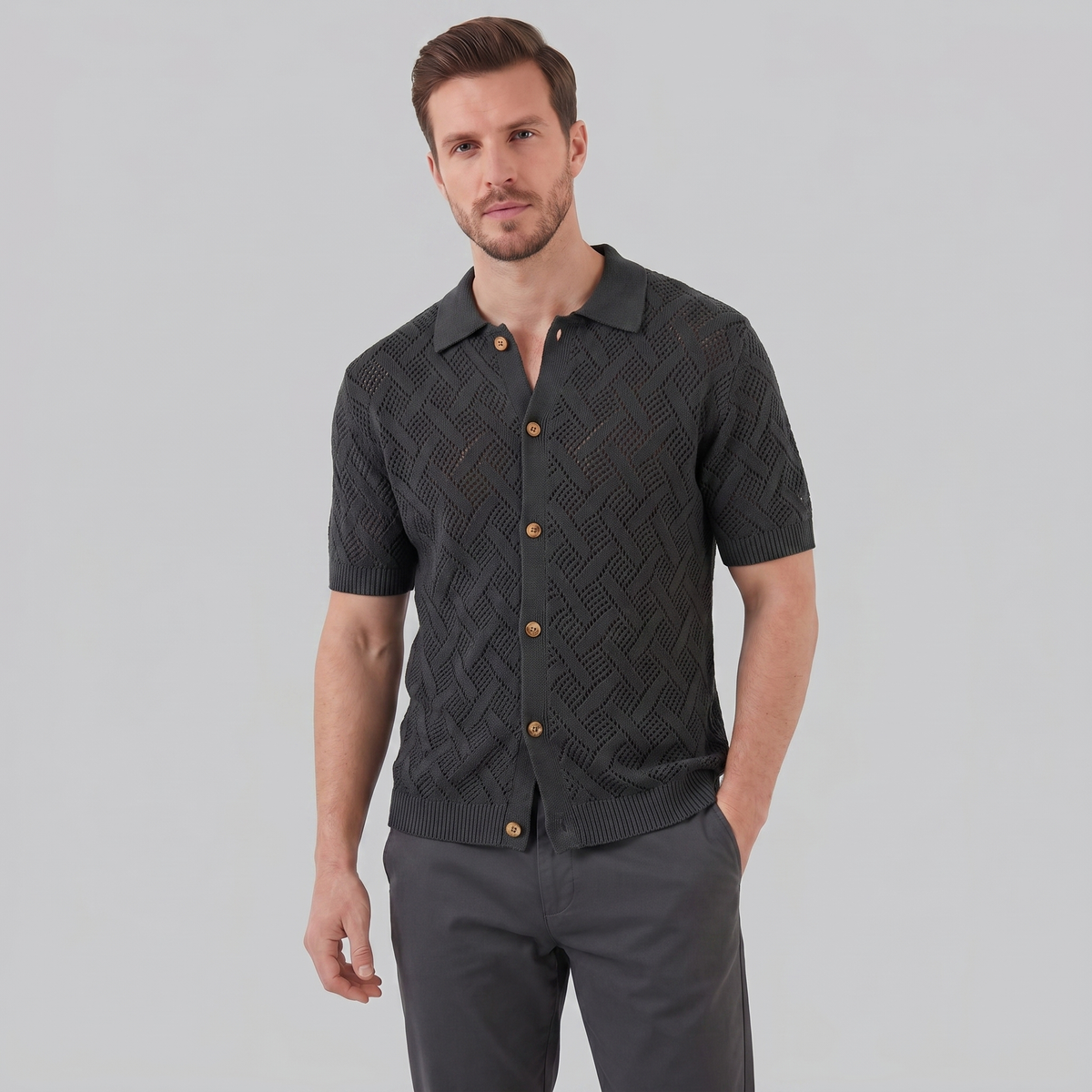 Men's Lightweight Cotton Beach Polo Shirt for Summer Casual Wear