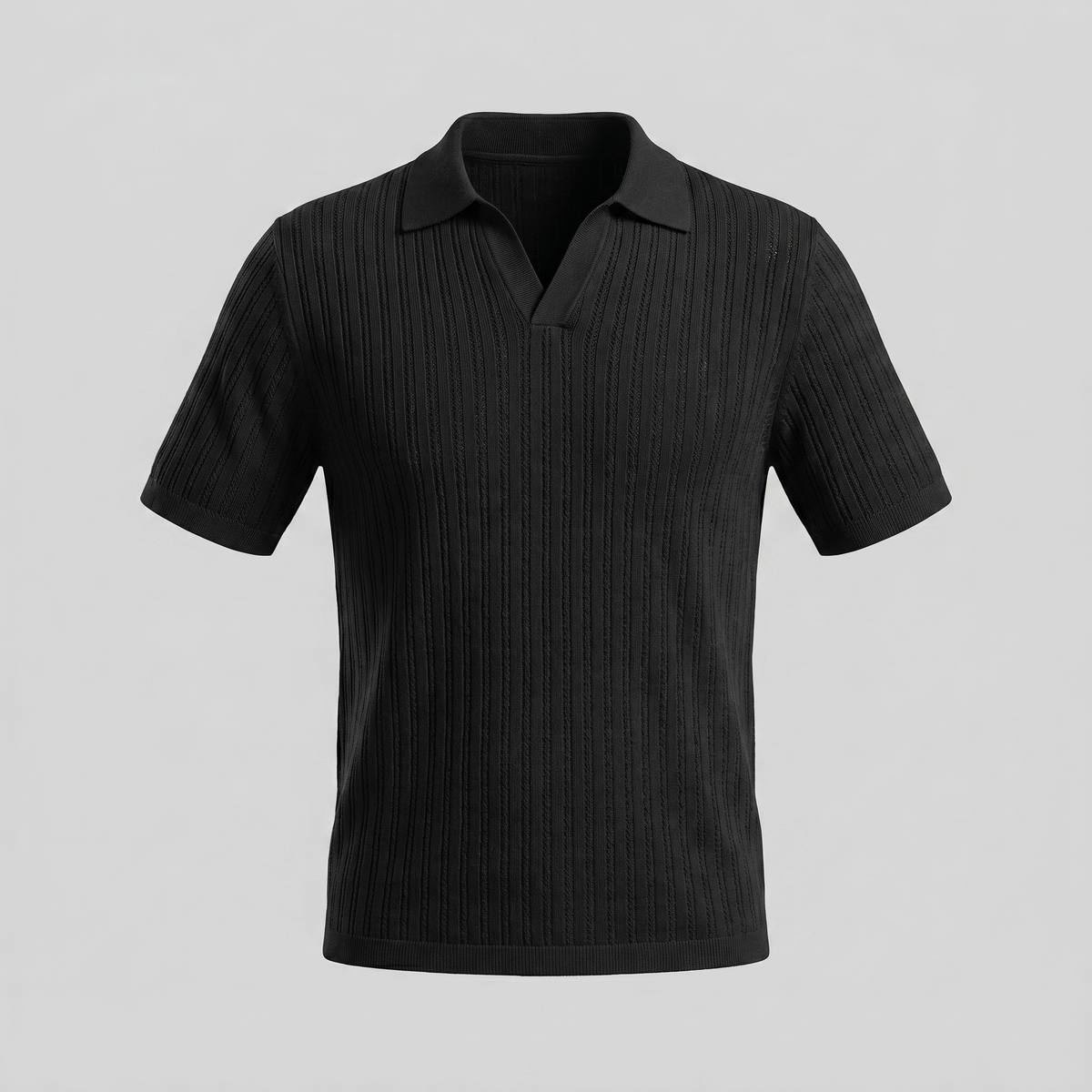 Men's Open Collar Polo Shirt - Lightweight Cotton - Summer Casual Wear