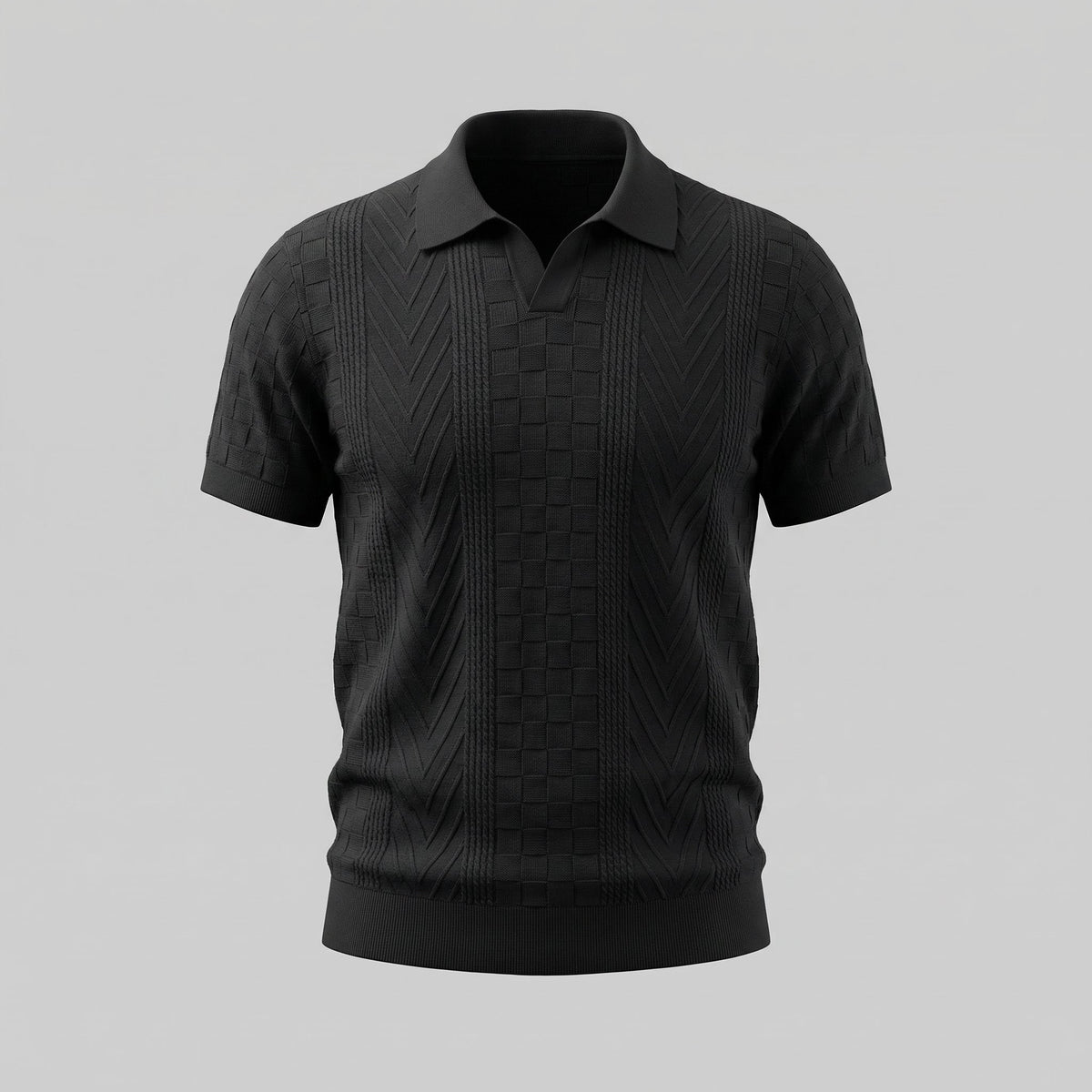 Men's Slim Fit Jacquard Polo Shirt - Casual Wear, Lightweight Fabric