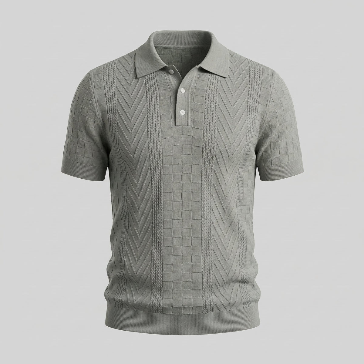 Men's Slim Fit Jacquard Polo Shirt - Casual Wear, Lightweight Fabric