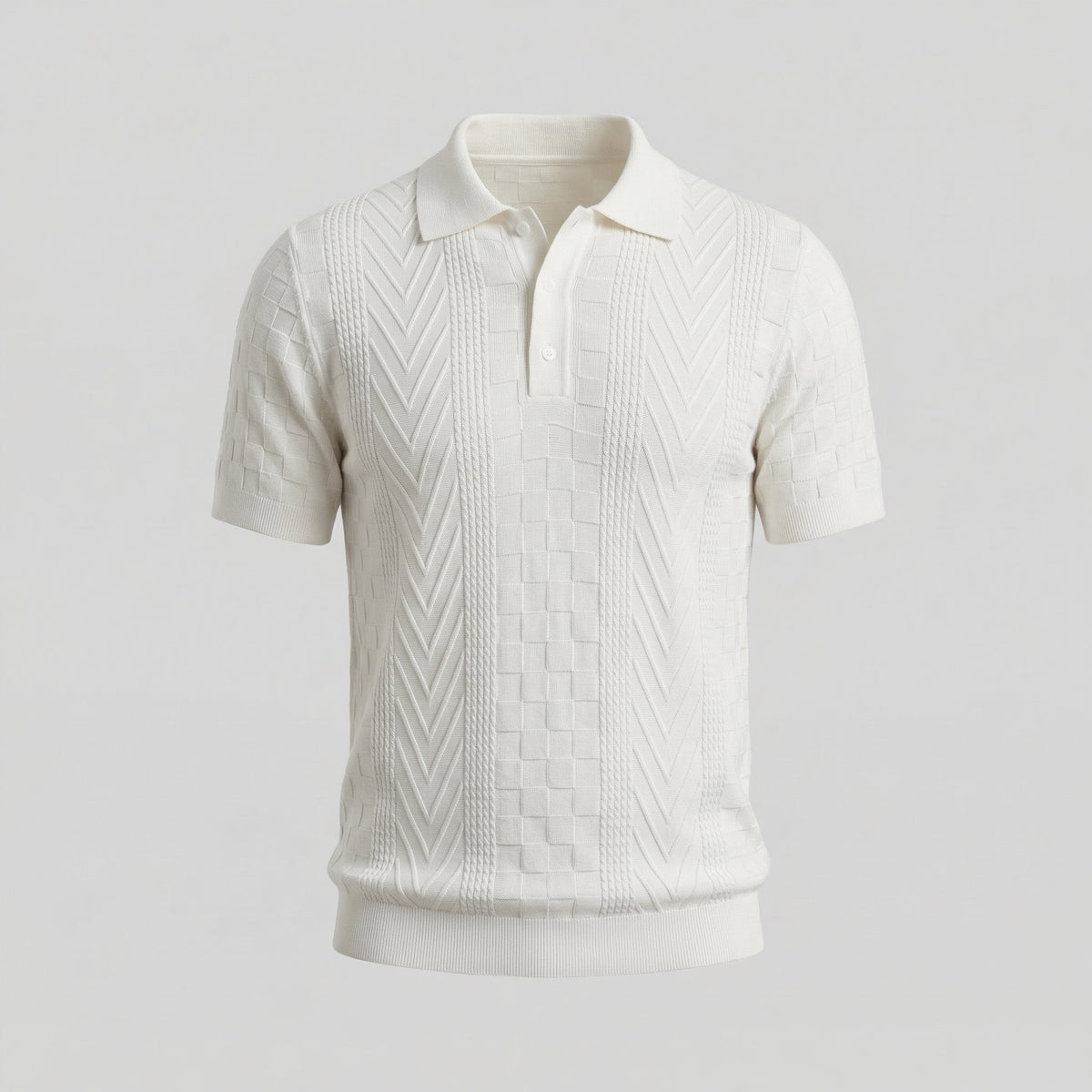 Men's Slim Fit Jacquard Polo Shirt - Casual Wear, Lightweight Fabric