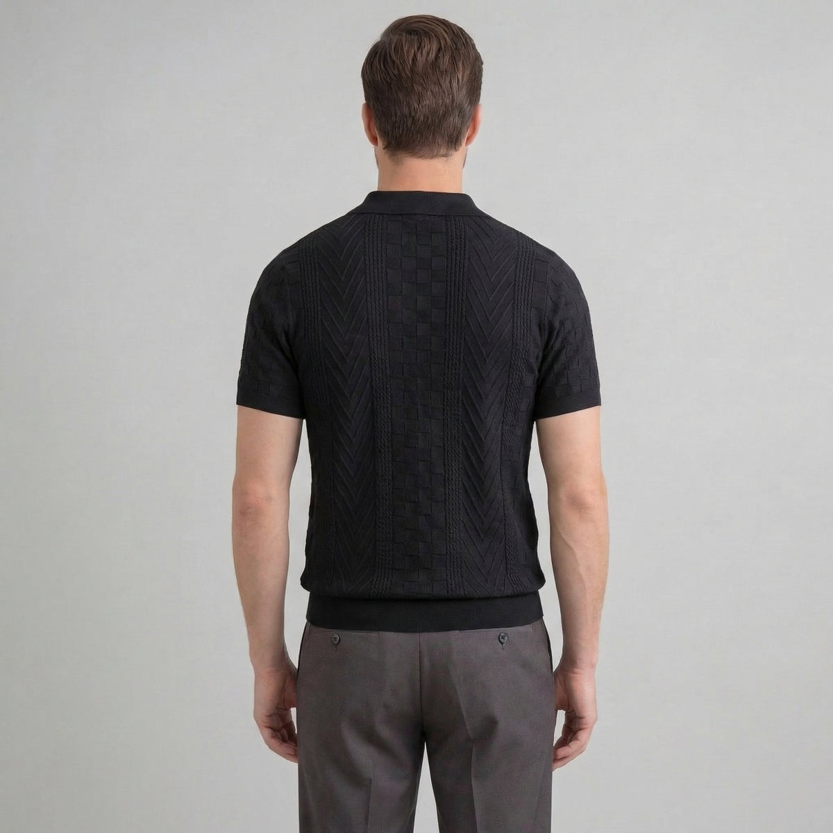 Men's Slim Fit Jacquard Polo Shirt - Casual Wear, Lightweight Fabric