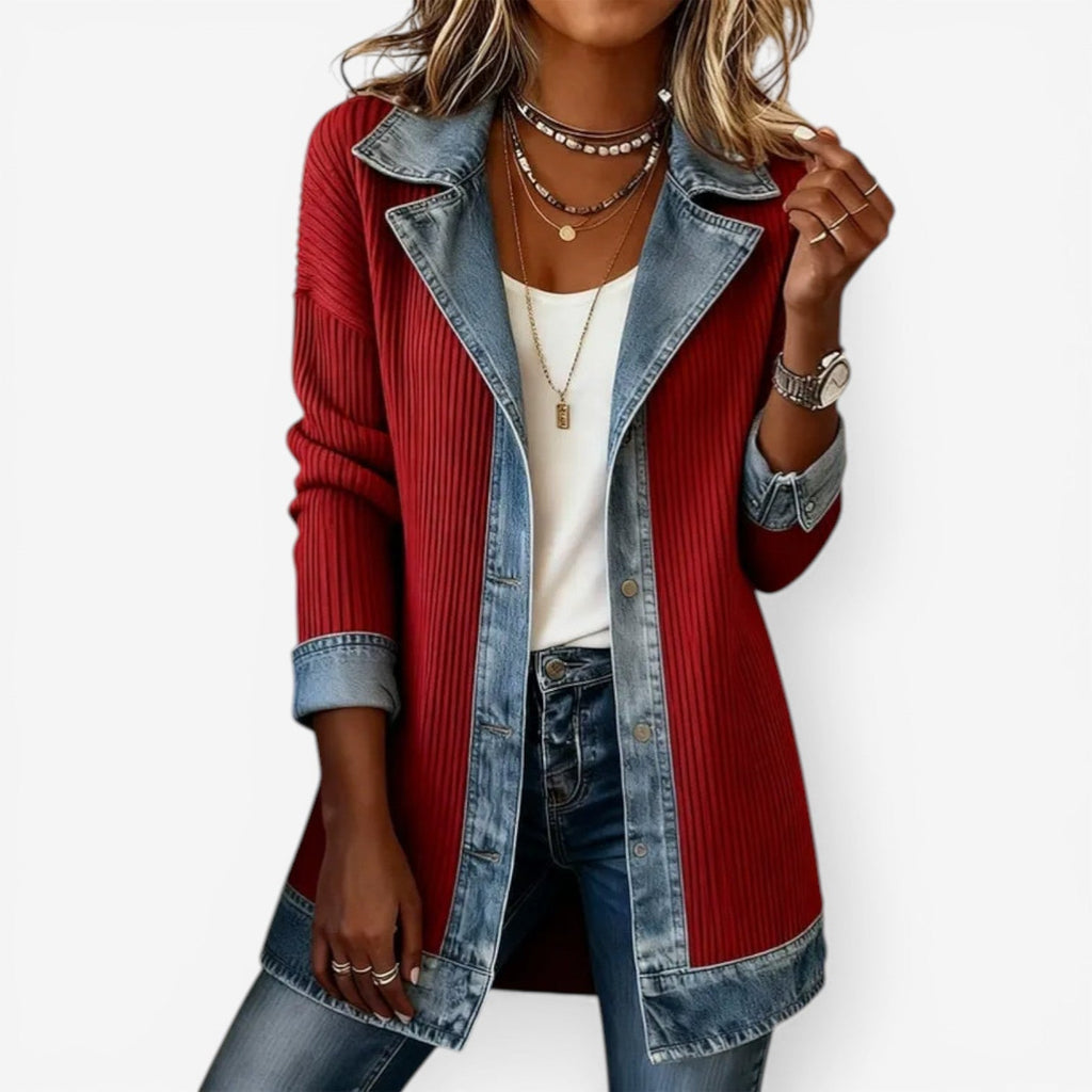 Layered Collar Button Jacket – Women's Casual Layered Look, Stylish Layering