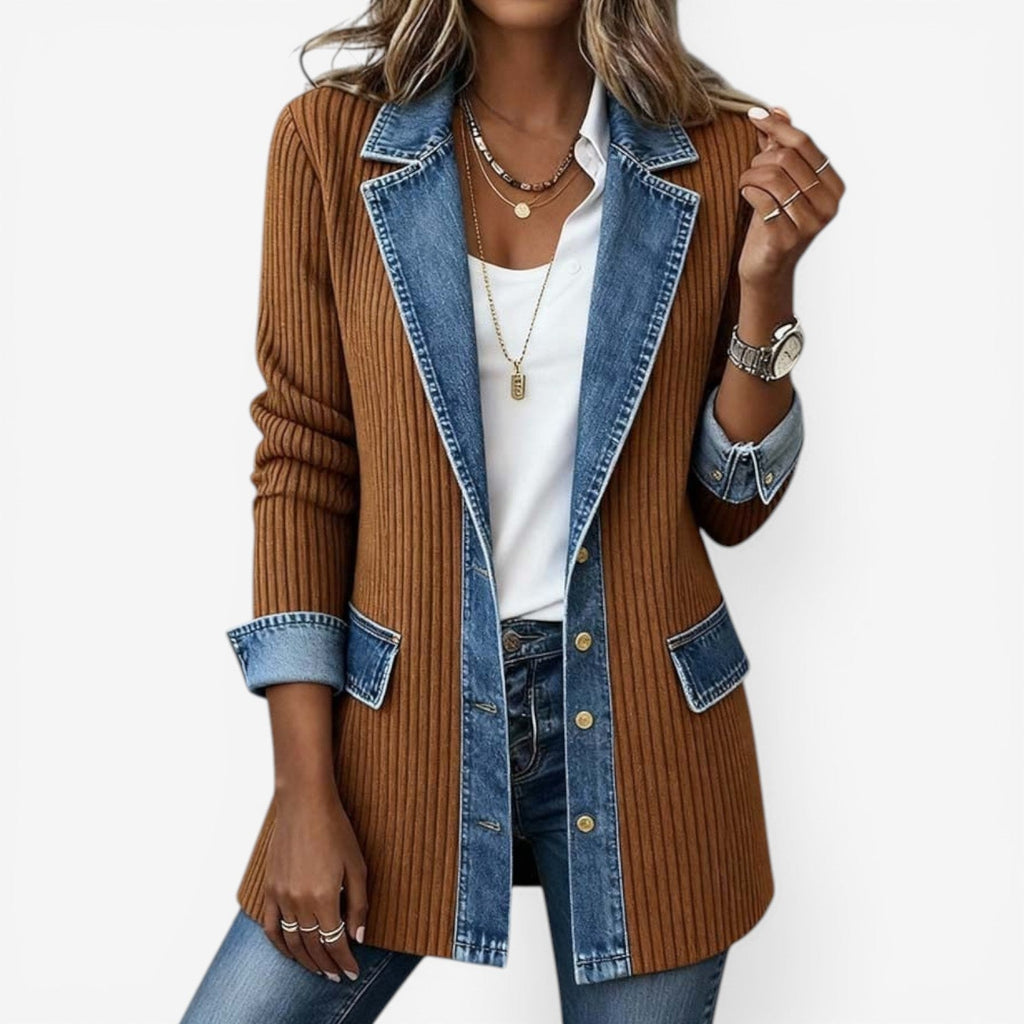 Layered Collar Button Jacket – Women's Casual Layered Look, Stylish Layering