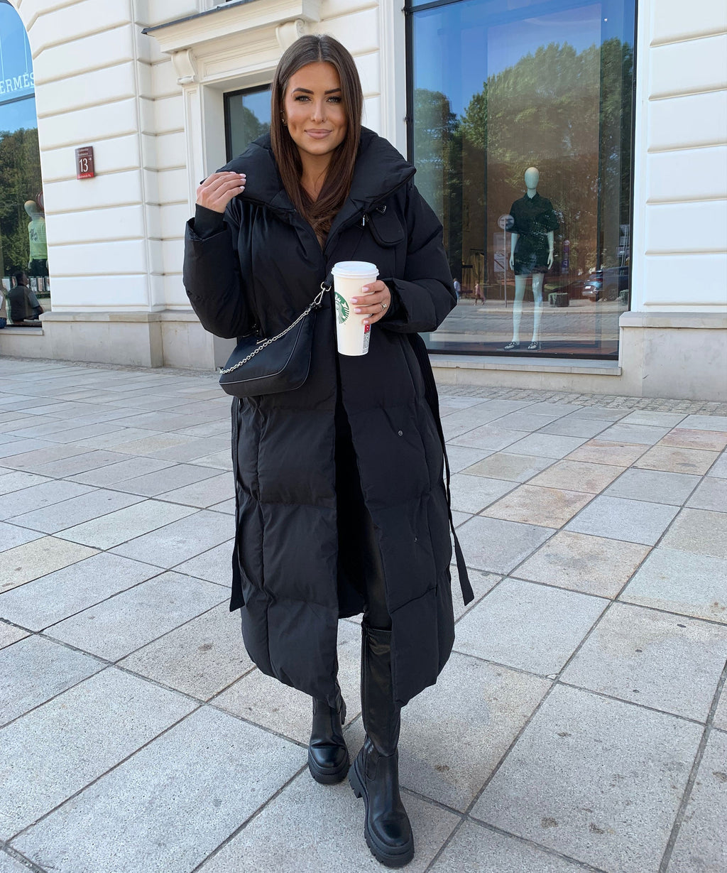 Long Quilted Winter Coat in Black – Stylish Warmth for Everyday Wear, Casual Outings