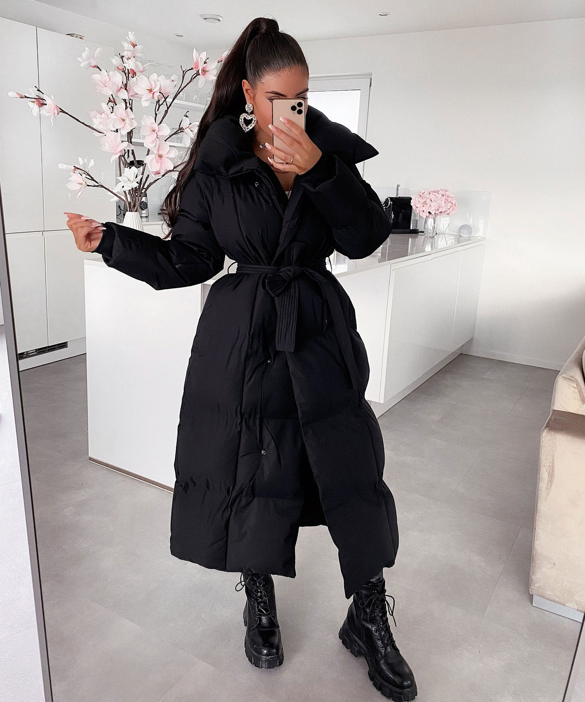 Long Quilted Winter Coat in Black – Stylish Warmth for Everyday Wear, Casual Outings