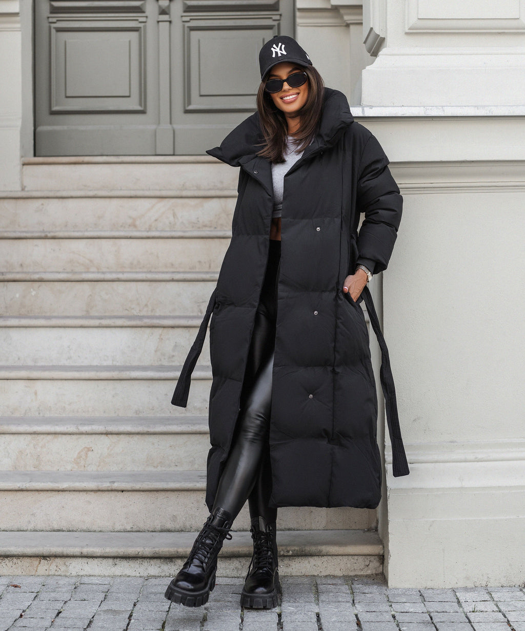 Long Quilted Winter Coat in Black – Stylish Warmth for Everyday Wear, Casual Outings