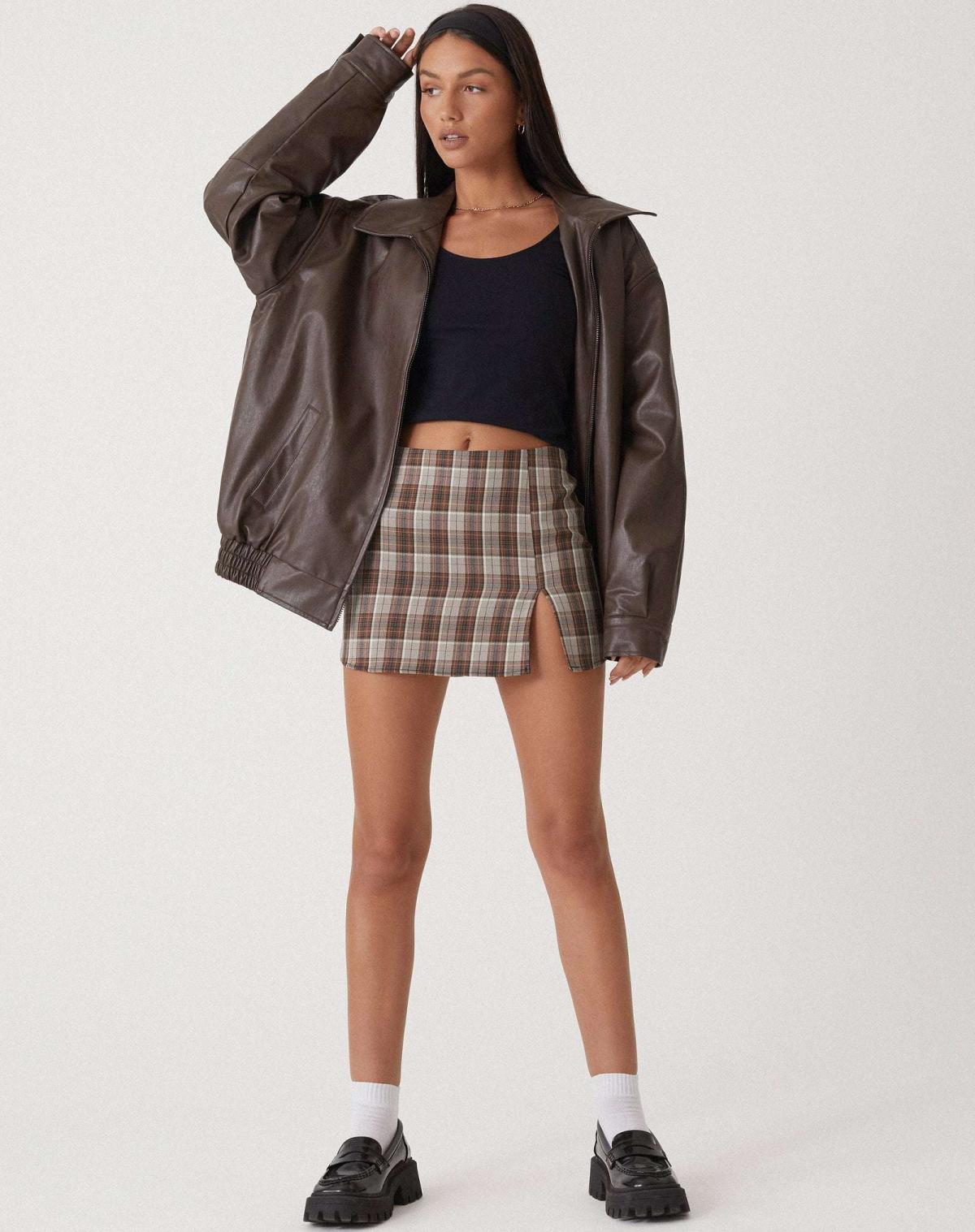 Oversized Faux Leather Bomber Jacket with Zip Front – Casual Wear, Everyday Style