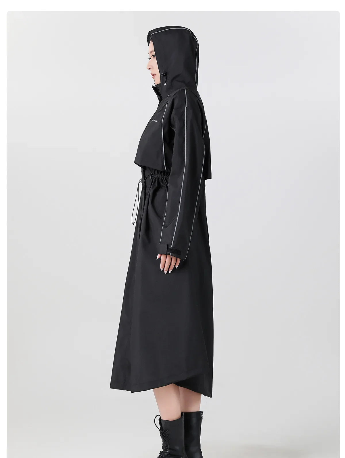 Women's Longline Hooded Rain Coat – Lightweight, Waterproof – Cycling, Outdoor