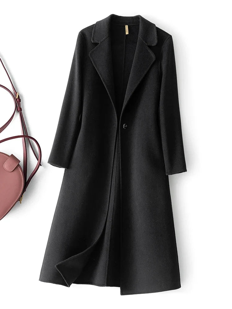 Women's Reversible Wool Coat – 100% Wool, Long Length – Stylish Layering, Everyday Wear