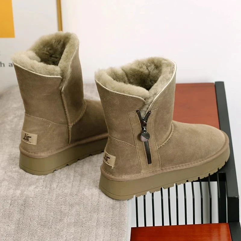 Women's Fleece Mid-Calf Snow Boots – Cosy Winter Footwear, Outdoor Adventures