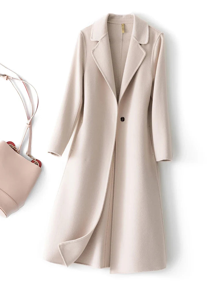 Women's Reversible Wool Coat – 100% Wool, Long Length – Stylish Layering, Everyday Wear