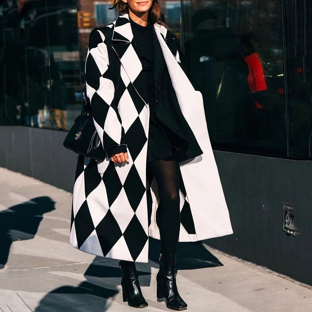Women's Wool Blend Long Coat – Stylish Outerwear, Everyday Wear