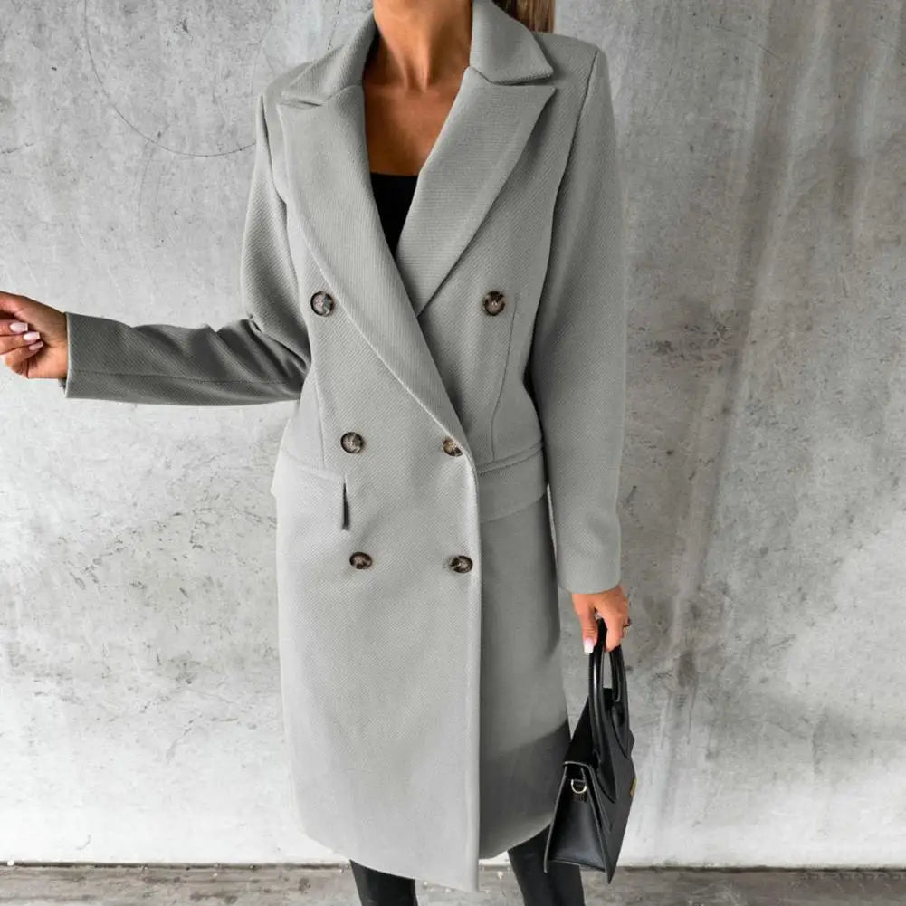 Luxe Wool Trench Coat in Blue or Beige – Office, Casual, Everyday Wear
