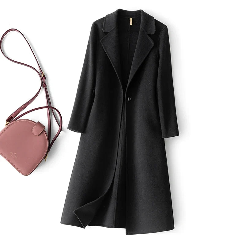 Women's Reversible Wool Coat – 100% Wool, Long Length – Stylish Layering, Everyday Wear