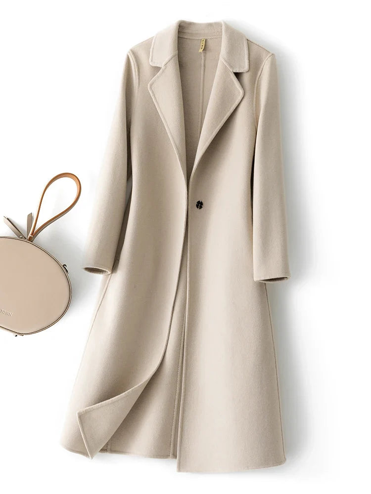 Women's Reversible Wool Coat – 100% Wool, Long Length – Stylish Layering, Everyday Wear