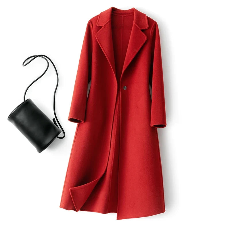 Women's Reversible Wool Coat – 100% Wool, Long Length – Stylish Layering, Everyday Wear