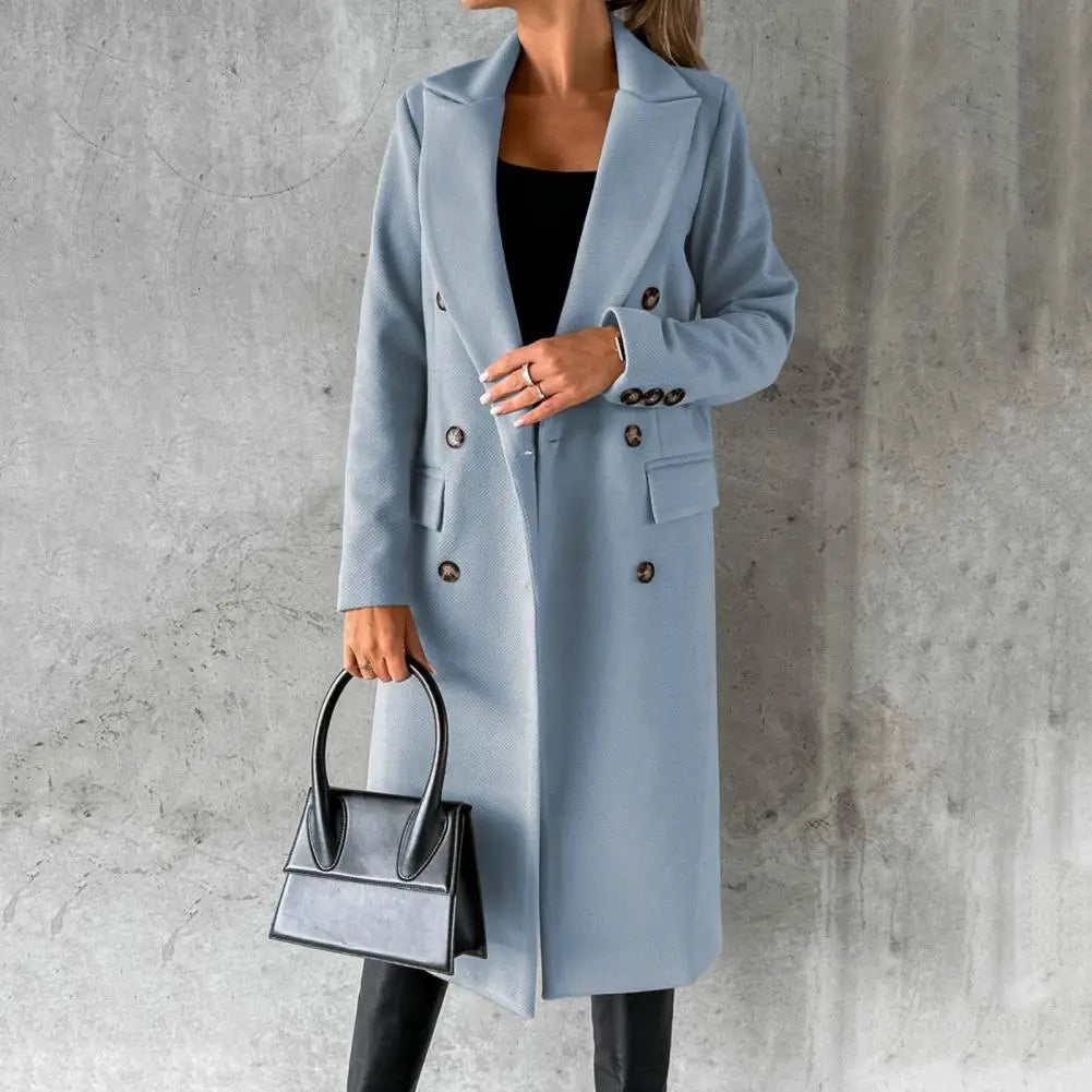 Luxe Wool Trench Coat in Blue or Beige – Office, Casual, Everyday Wear