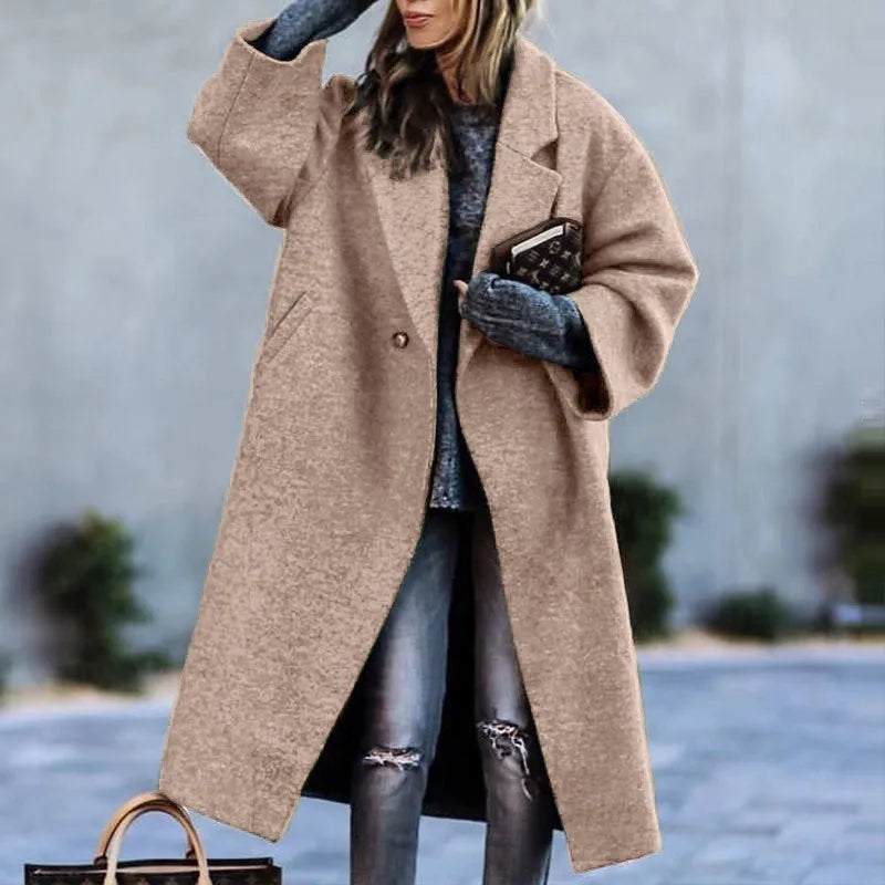 Women's Wool Blend Long Coat – Stylish Outerwear, Everyday Wear