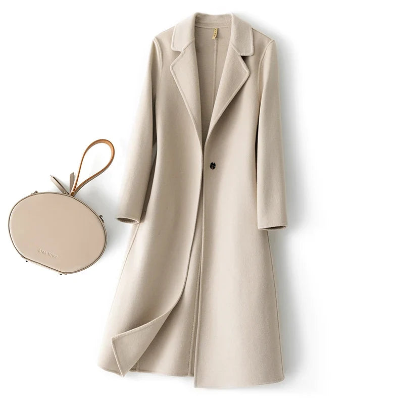 Women's Reversible Wool Coat – 100% Wool, Long Length – Stylish Layering, Everyday Wear